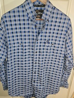 George Strait By Wrangler Men's Plaid Button-Down Shirt Size M